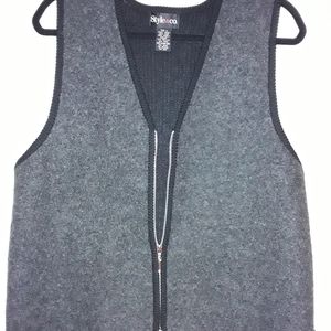 Style & Co  Women's Gray and Black Wool Blend Vest